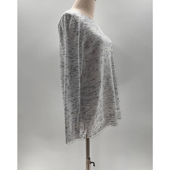 Talbots Petite Heathered Light Gray Ribbed Light Weight Crew Neck Sweater-LP: i - Picture 11 of 12